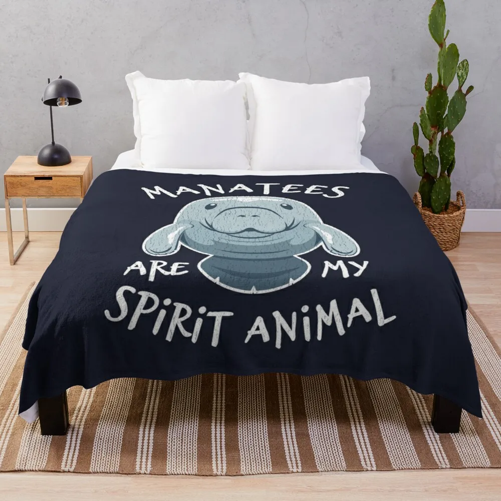 Manatees Are My Spirit Animal - Cute Manatee Throw Blanket Summer Blanket