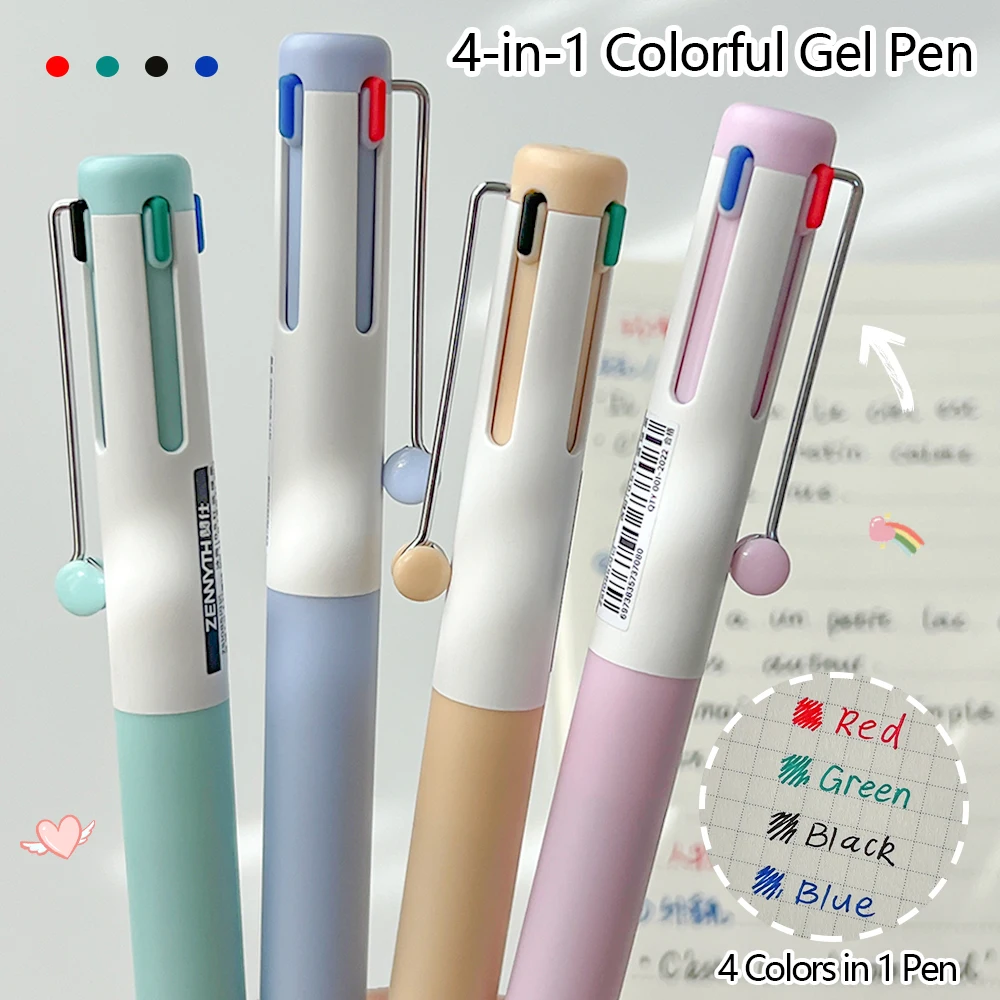 1Pcs 4-in-1 Colorful Gel Pens 0.5mm Smooth & Quiet Quick-Dry Writing Pen for  Learning Office Drawing Journaling