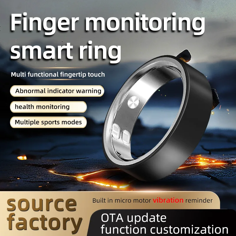 

Vibrating Smart Ring Calls Message Reminder, Polished Stainless Steel Material, Health Monitoring Sports Data Record, Waterproof