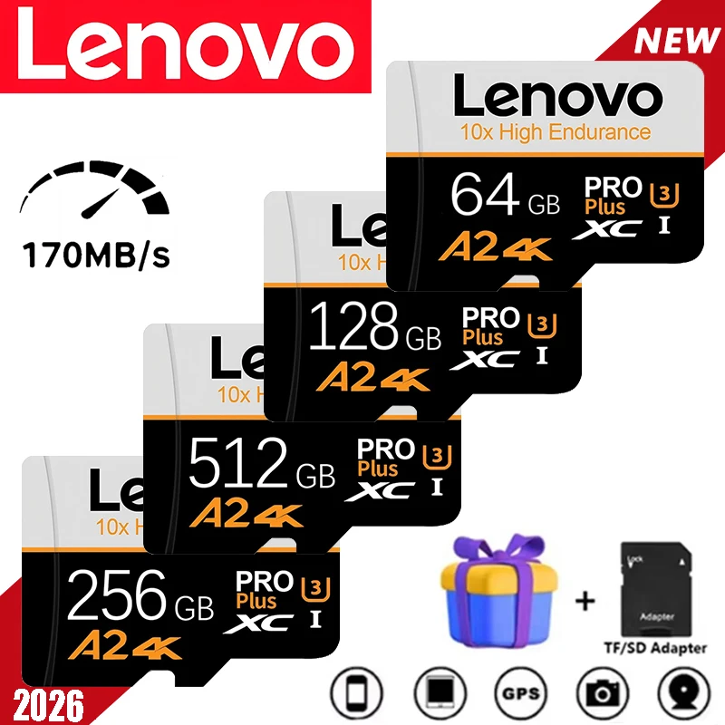 Original Lenovo Original SD Flash Card 16GB 512GB 256GB 128GB 32GB 64GB 16GB Class 10 U3 4K for Camera SD Flash Card Memory Card