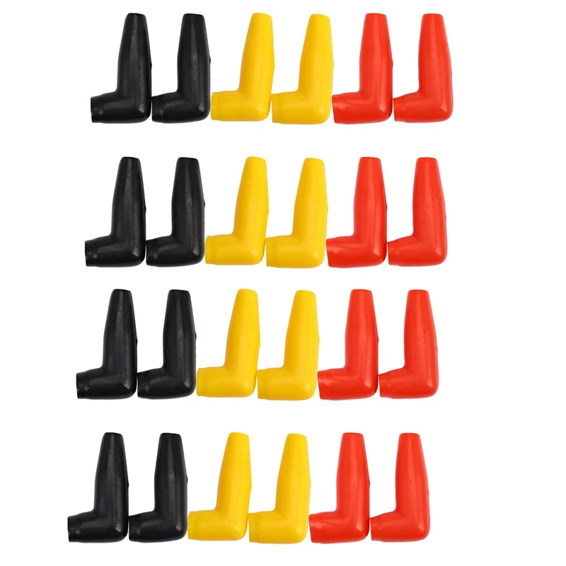 24Pc Electric Guard Motor Winch Cable Terminal Boot Rubber Cover Black+Red+Yellow