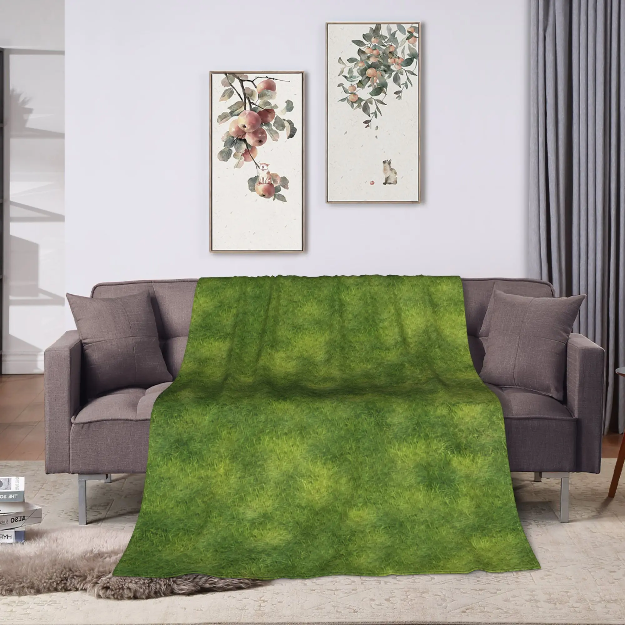Grass Battlemat Grassland Land Greenery Blanket  Warm Soft Novelty Plush Throw Blanket For Couch Flannel Bedspread Bed Cover