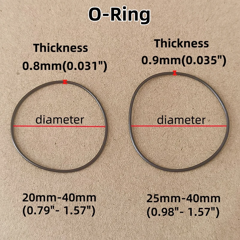 0.8mm 0.9mm Thickness Black O-Ring Gaskets Rubber Sealing Rings for Watch Back Cover，Mixed Size Set