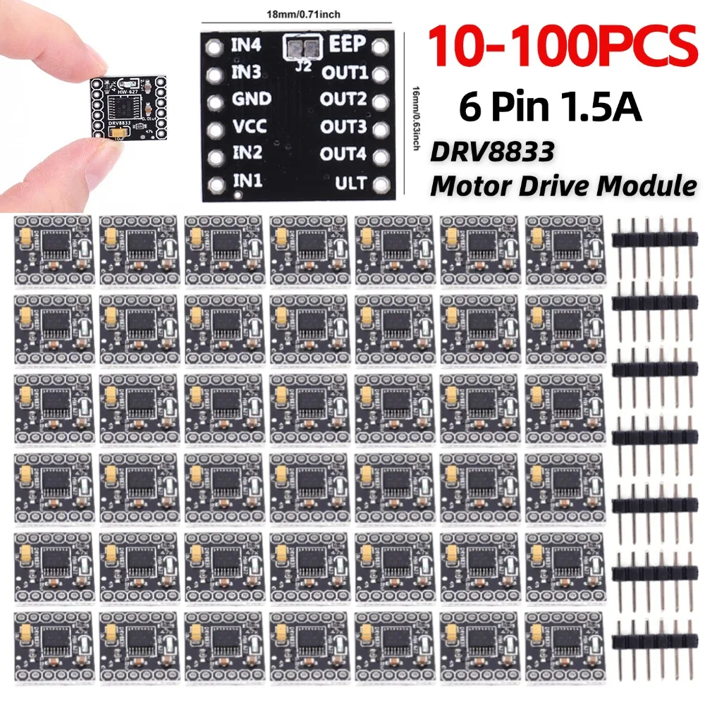 10-100PCS DRV8833 Motor Drive Module 6 Pin 1.5A Single H Bridge DC Gear Stepper Motor Driver Controller Board DIY Components