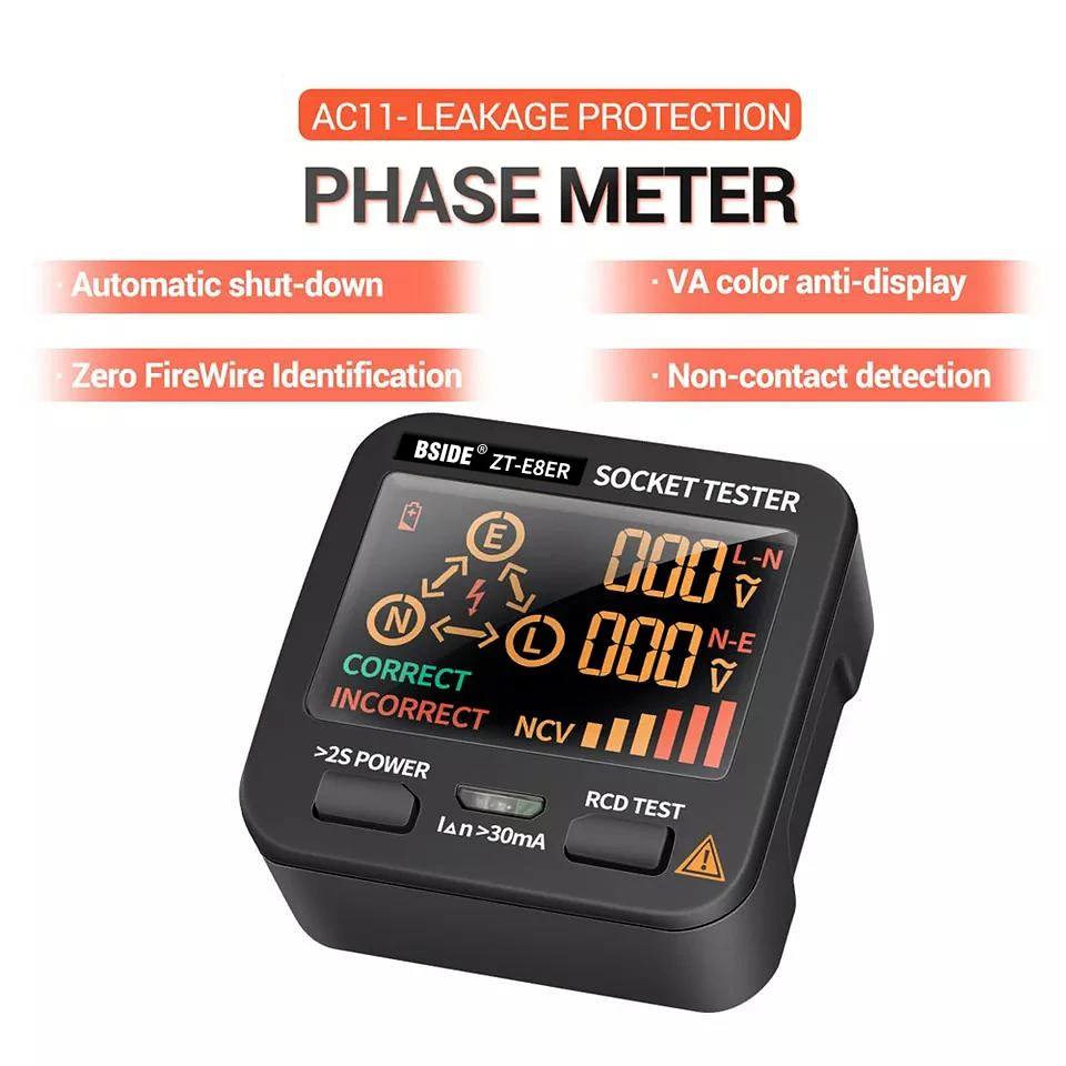 

BSIDE Socket Checker Socket Tester Smart Voltage Detector RCD GFCI Neutral Test EU United States United Kingdom Plug Table