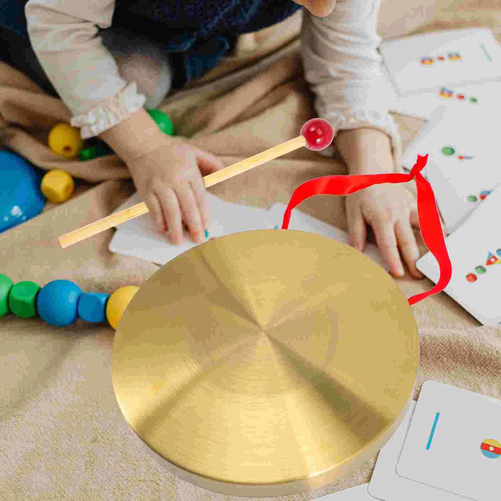 Gong Warning Instrument Chinese with Mallet Percussion Large Metal for Mini Hand Held