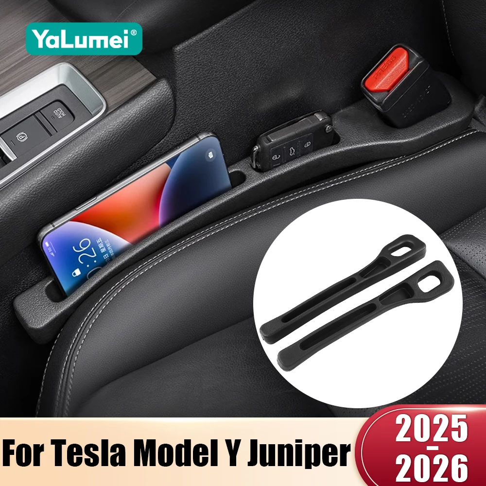 Per Tesla Modello Y Juniper Launch 2025 2026 EV 2PCS Seggiolino Auto Universale Strisce A Prova di Perdite Gap Cucitura Laterale di Riempimento Accessori di Stoccaggio