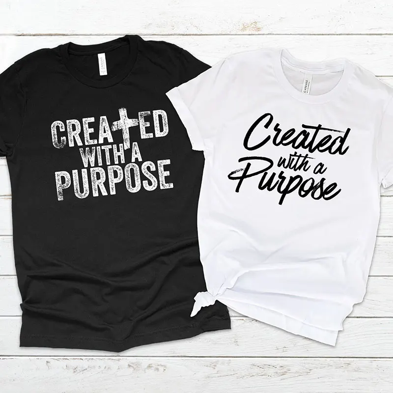 Matching Couples T-shirt Created with A Purpose T Shirt Hubby Wifey Fashion Tops Ephesians Scripture Christian Couple Tshirts