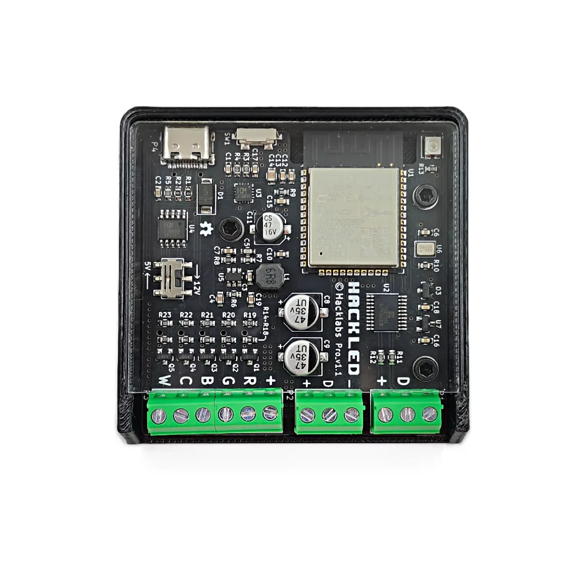 WLED Controller Supports 12V and 5V Power Supply Type-C Interface 2-way 2812 Light Strips 5-way PWM Control ESP32-WROOM Module