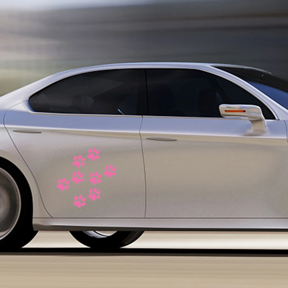 

24pcs Cat Footprint Car Sticker Premium Pvc Waterproof Decal For Auto Body Window Decoration Car Decorative Decal