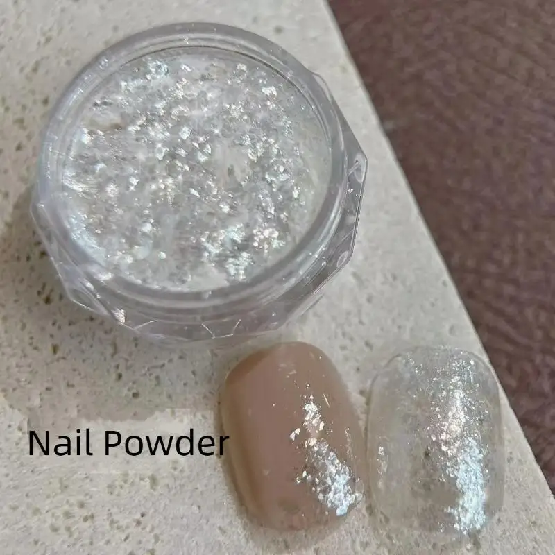 High-Quality Snow Powder Ultra-Thin Nail Flakes Fine Shimmer Opal Glitter Material Transparent Silver Nail Art Decorations