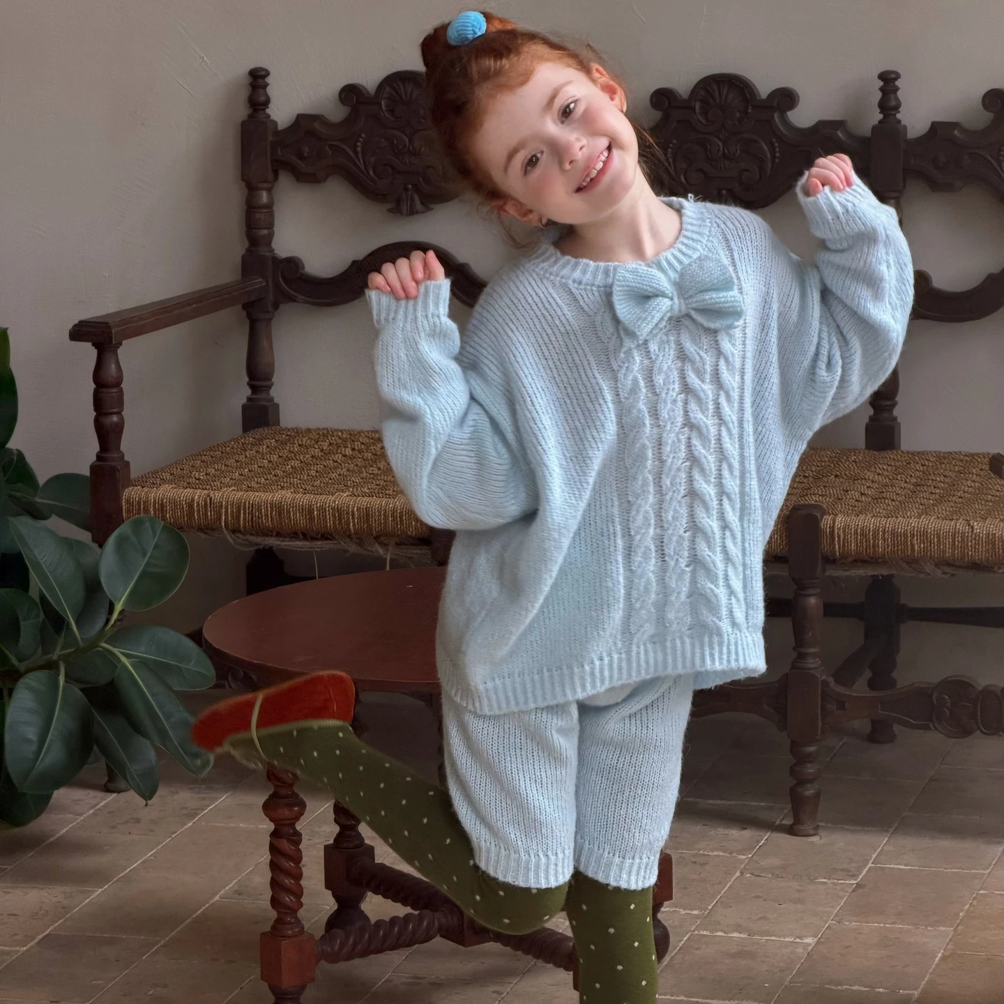Girls Suit 2026 Spring and Autumn New Children's Clothing Korean Style Girl Baby Sweet Bow Lovely Knit Shirt Shorts Two Sets
