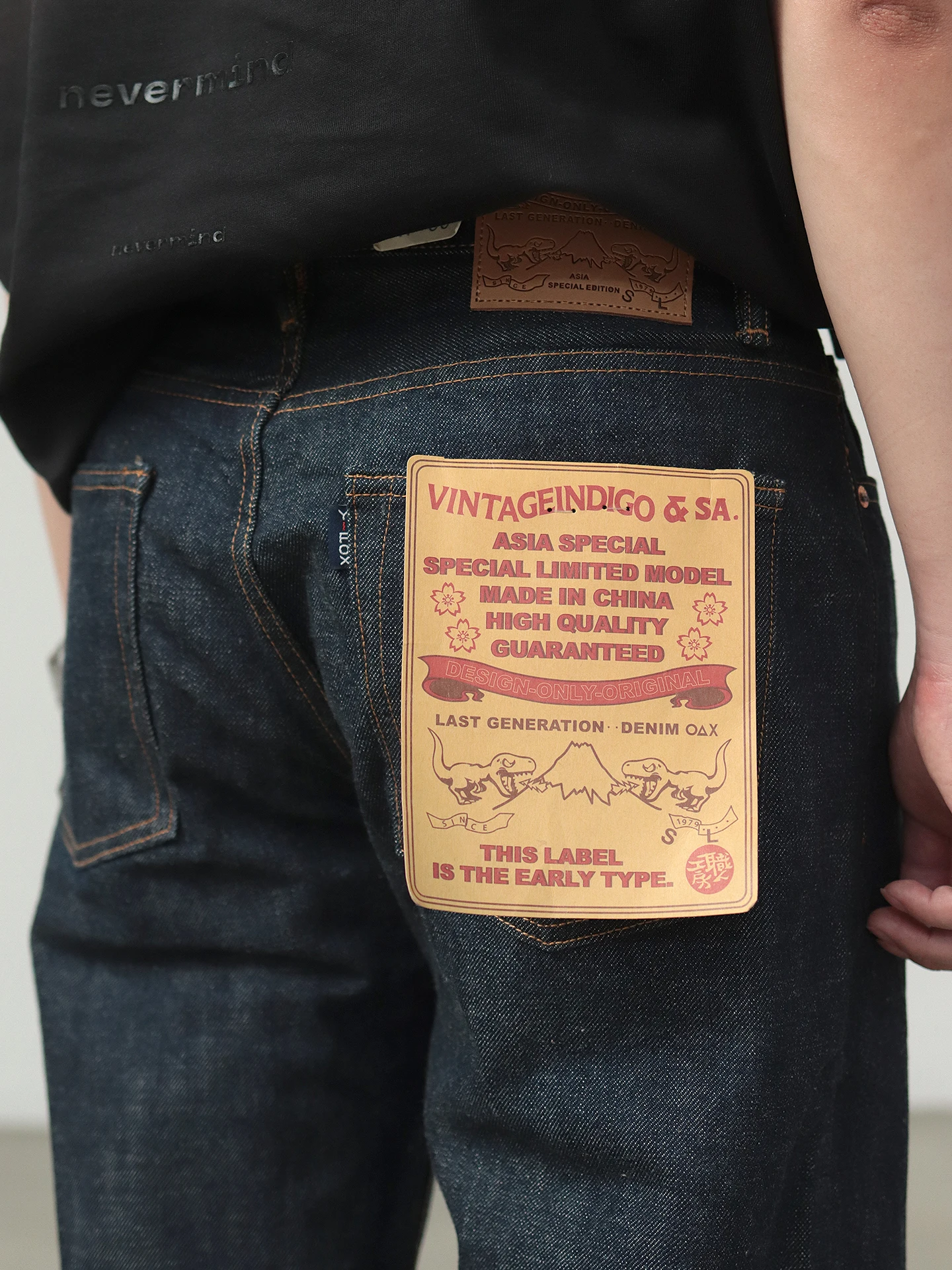 Autumn and Winter American Retro 14OZ Primary Color Selvedge Denim Jeans Men's 100% Cotton Washed Old Heavyweight Straight Pants