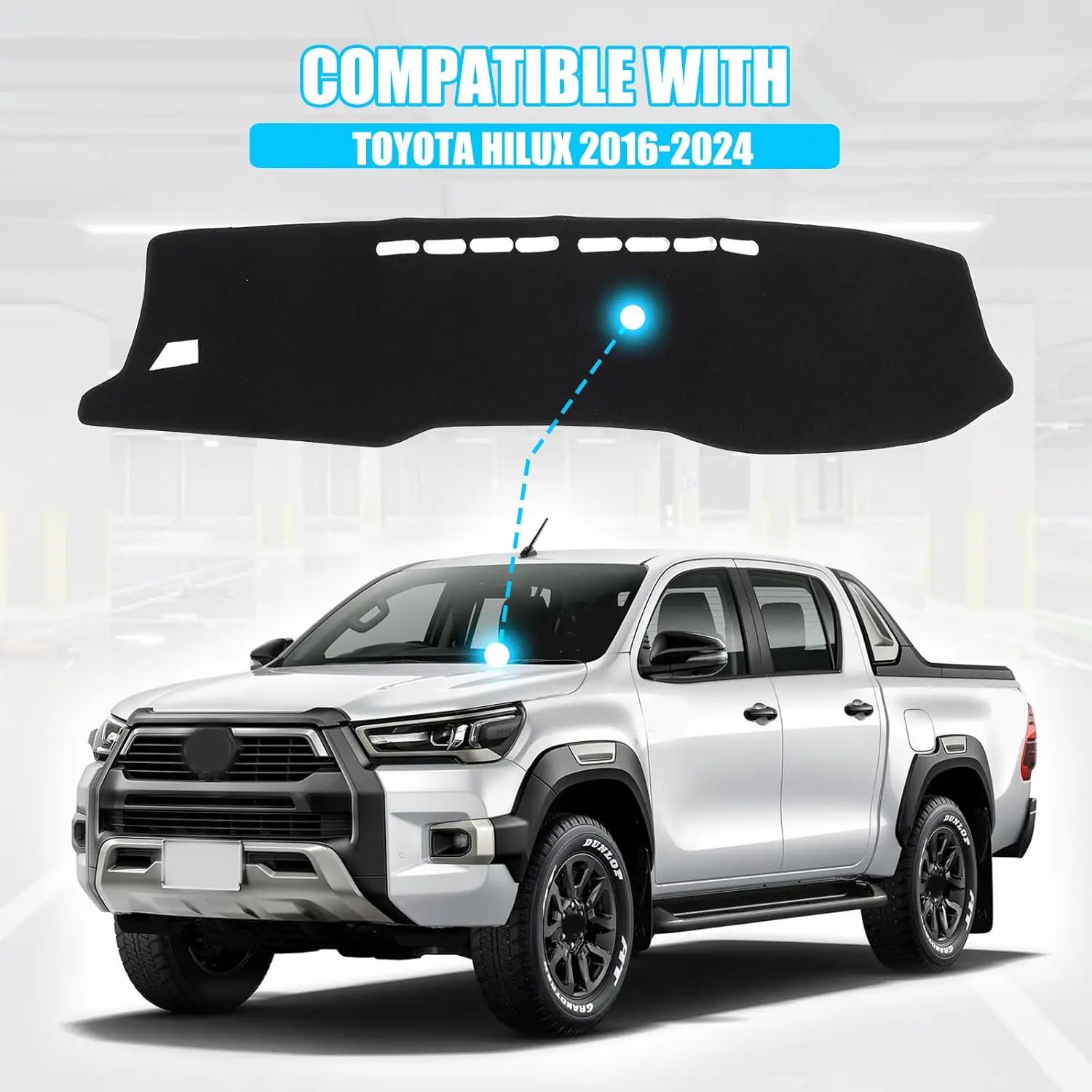 

Dashboard Cover Dash Board UV Shield Mat Carpet Pad For Toyota Hilux AN120 AN130 2015~2024 Sunshade Cushion Non-slip Accessories