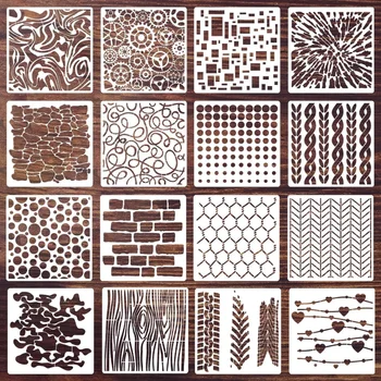 16 Teile/satz 15cm Geometrie Getriebe Ziegel DIY Schichtung Schablonen Malerei Sammelalbum Färbung Präge Album Dekorative Vorlage