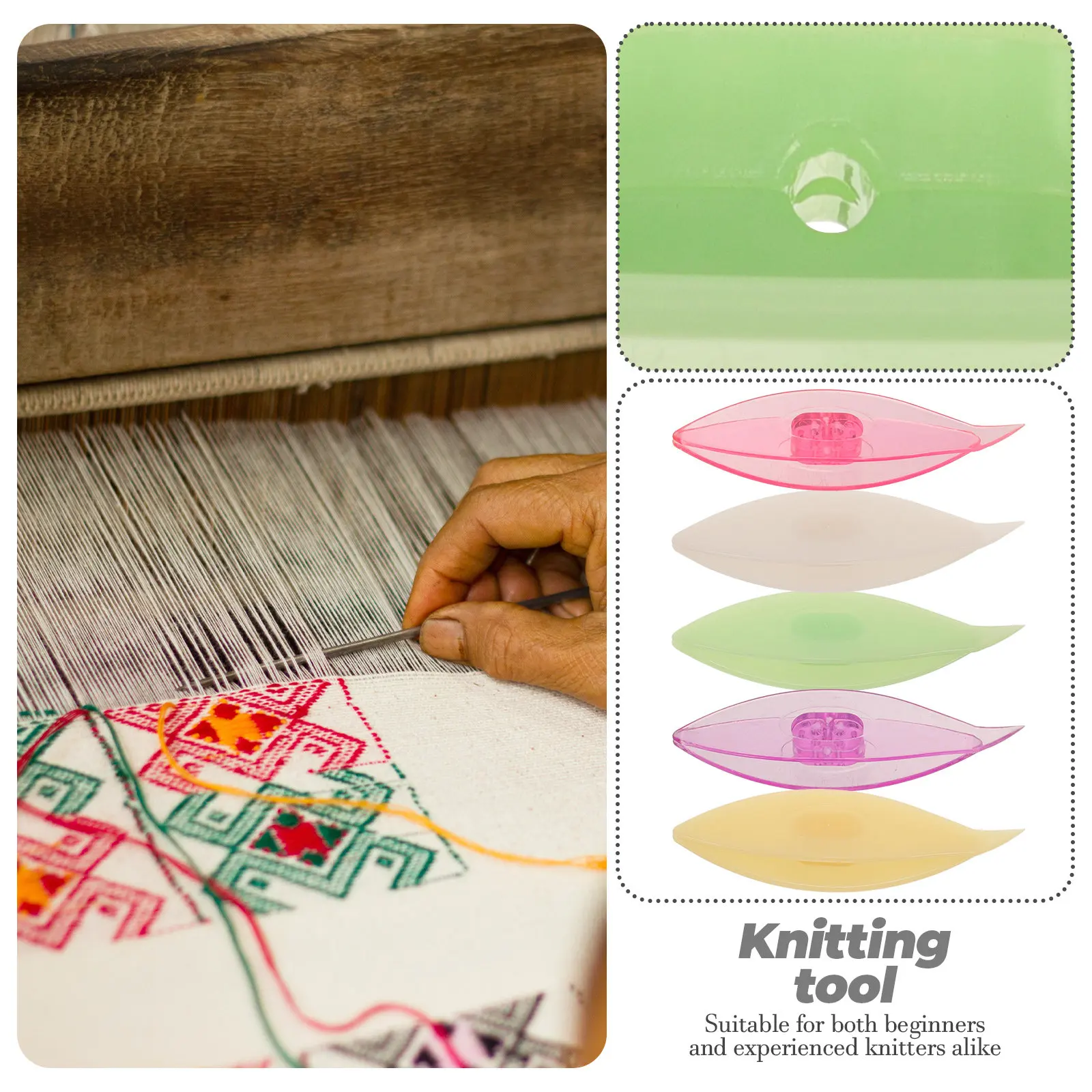 

5Pcs Tatting Shuttle Plastic Knitting Tool Ergonomic for DIY Weaving Sweater Gloves Crafts Supply Tatting Shuttle