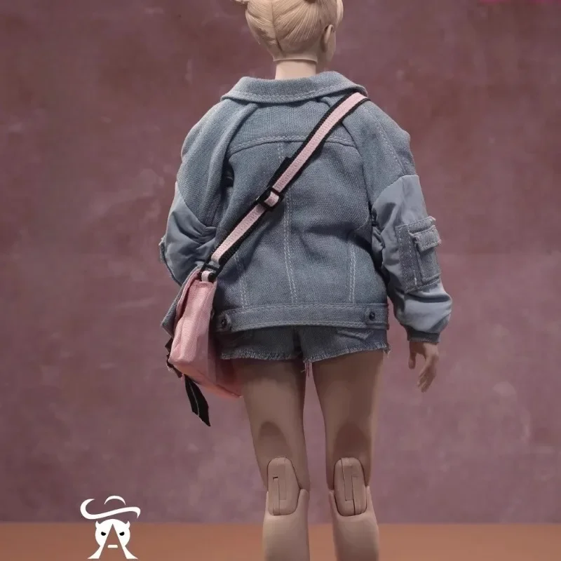 SA053 Muñeca femenina a escala 1/6, abrigo vaquero de verano, camiseta, pantalones cortos, calcetines, modelo de ropa para figuras de acción de 12 pulgadas, cuerpo AT203