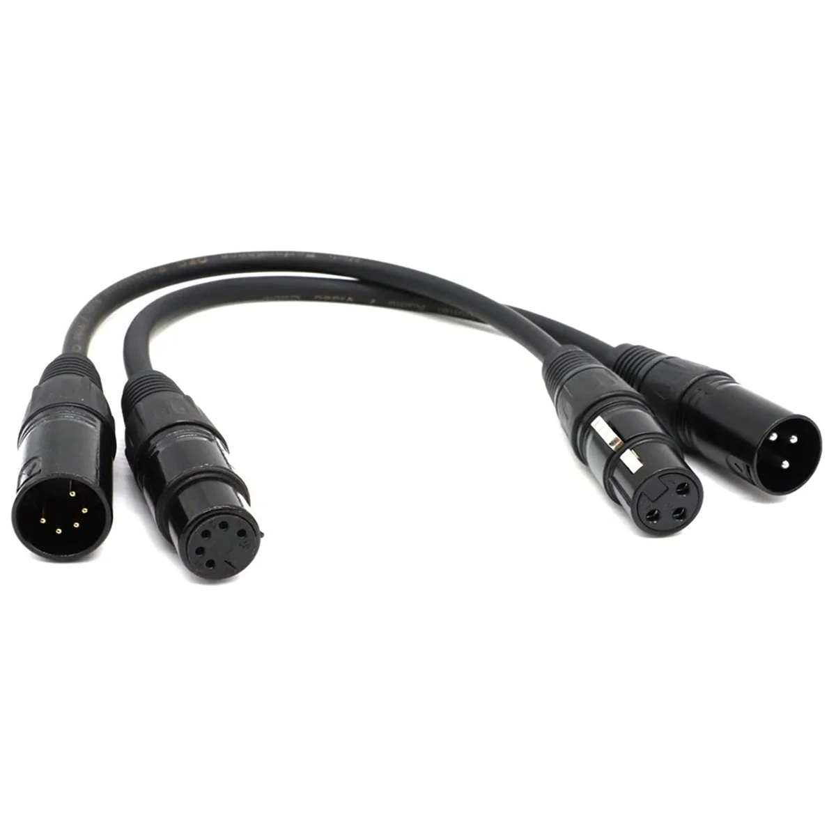 XLR Male 3 Pin to XLR Female 5 Pin and XLR Female 3 Pin to XLR Male 5 Pin Audio Cable, for Microphone DMX Stage Light