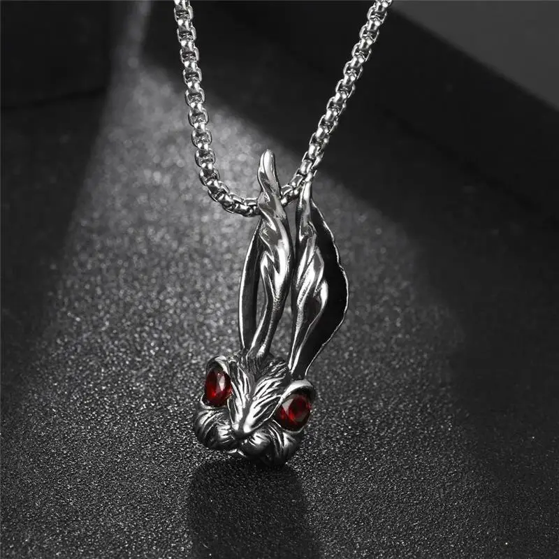

Titanium Steel Men's Pendant Long Ear Rabbit Red Eye Vintage Nelace Faion Accory from China ex Jewelry SP966