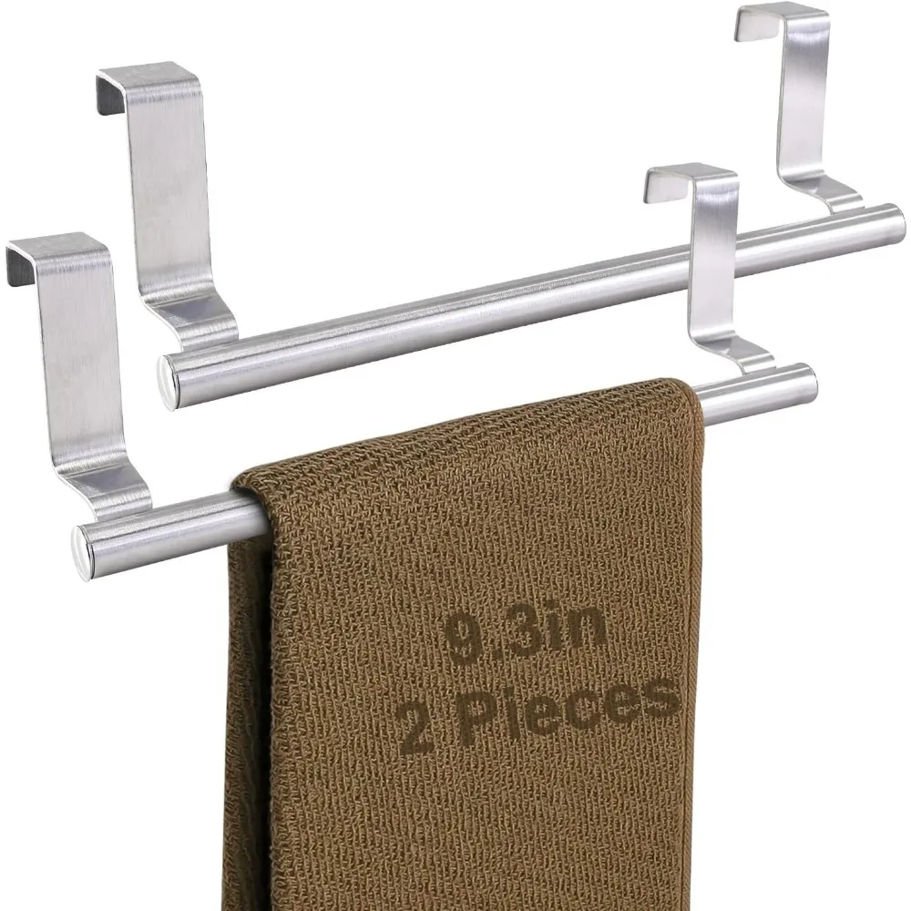

kitchen towel holder, 2 pack over the door towel rack, over cabinet door towel bar stainless steel dish washcloth hanger, eva f