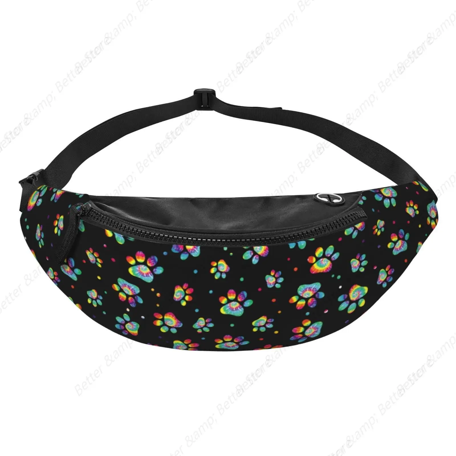 Tie Dye Paw Fanny Packs For Women With Earphone Hole, Adjustable Belt Bag For Women, Waist Bag Cross Body Fanny Pack Chest Bag