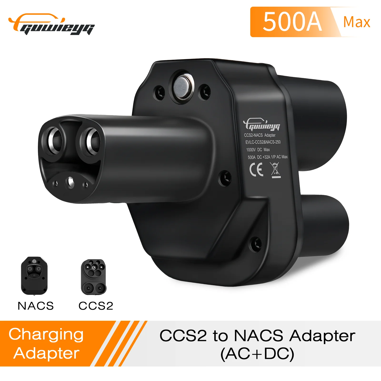 

GUWIEYG CCS2 to Tesla AC DC Adapter 500A Fit for Tesla Model 3 X Y Support CCS2 and Type2 Charger Made in USA CCS2 Combo Adapter