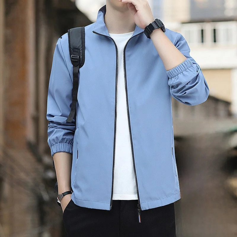 سترة رجالية كاجوال فضفاضة مبطنة بالرياح مقاومة للرياح لربيع وخريف فايون وصلت حديثًا ملابس خارجية من نسيج البوليستر بسحاب...