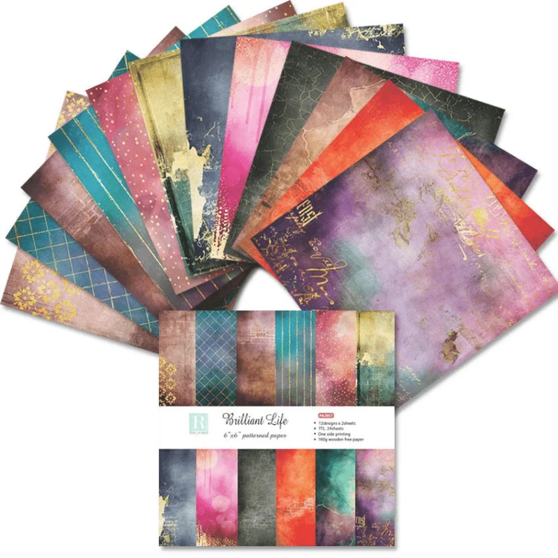 24 Blatt Brilliant Life Bastelpapier-Set Stanzformen Kunst-Hintergrundpapier Origami Scrapbooking Kartenherstellung