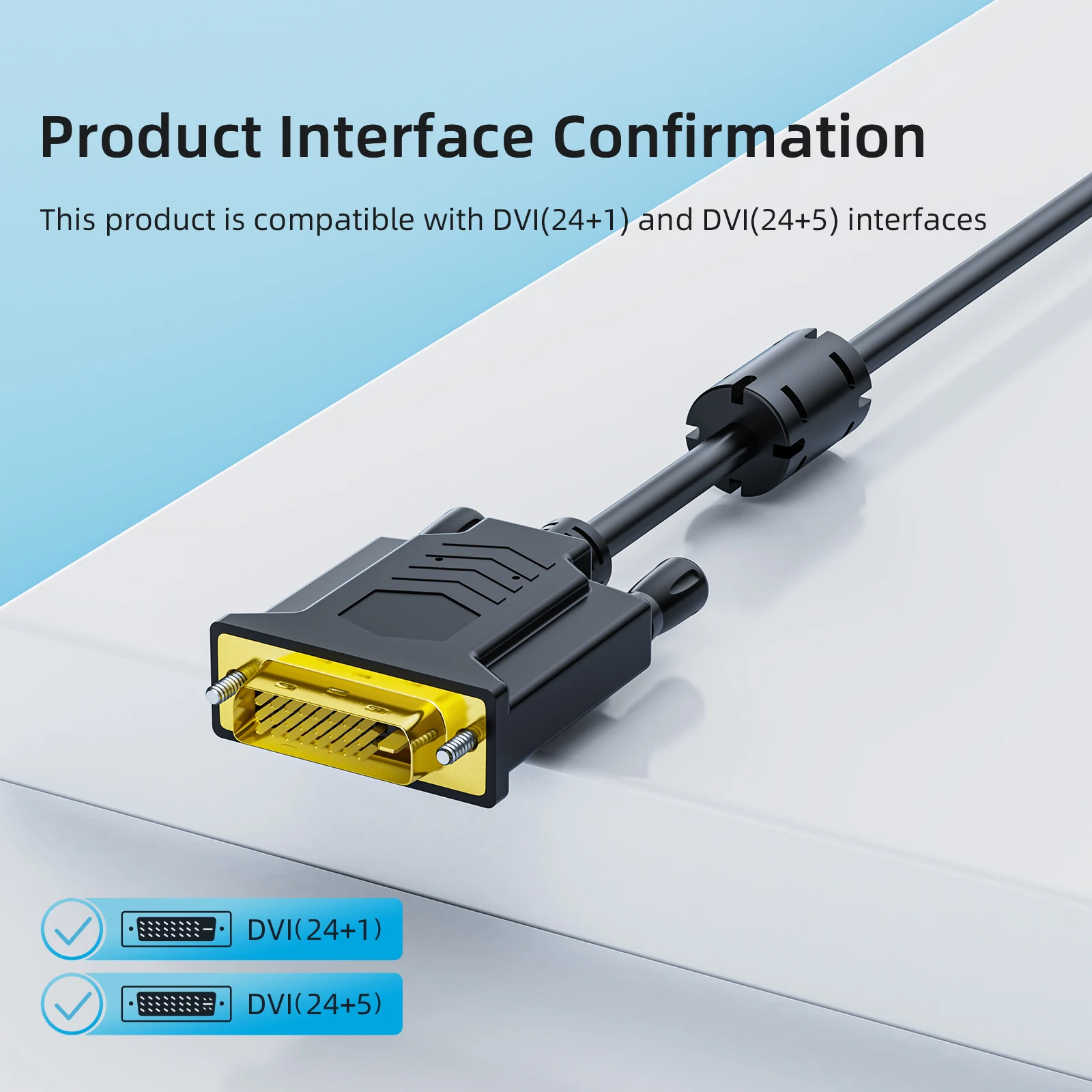 كابل DisplayPort إلى DVI نشط ثنائي الفريت من الدرجة الهندسية EMC EMI مضاد للتدخل لبطاقة الرسومات 1/2/10 متر