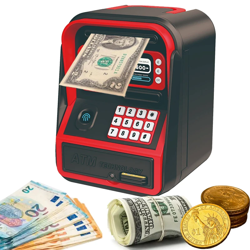 

Smart Secure Savings Box for Kids, Password Lock ATM Piggy Bank, Electronic Kids Money Bank Coin Can Gifts for 3+ Boys and Girls