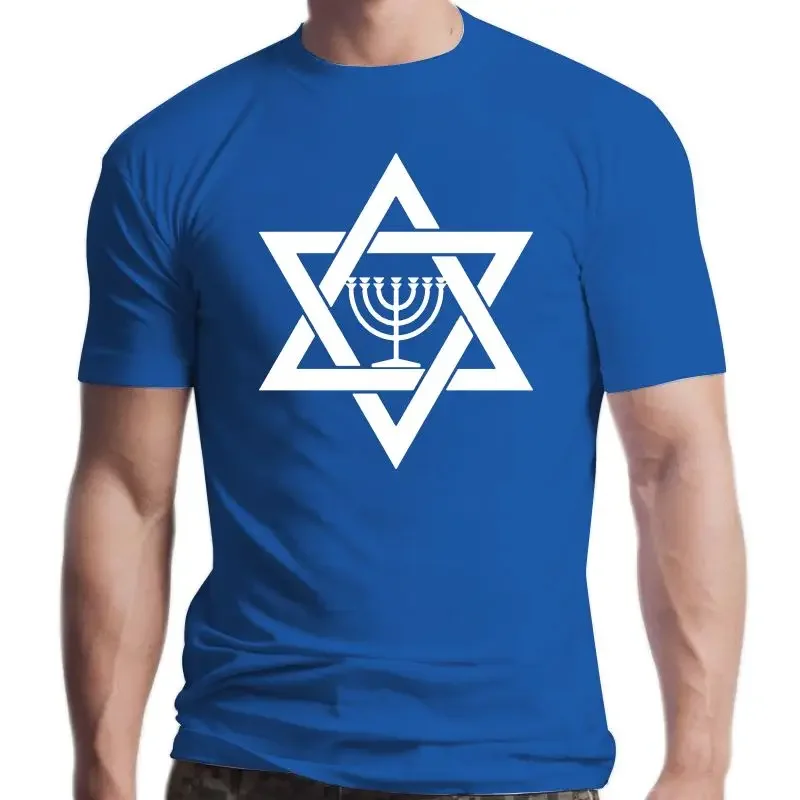 New Mens Jewish Menorah Relgion Star of David t shirt Design cotton O Neck Family Cute Building summer Formal  graphic t shirts