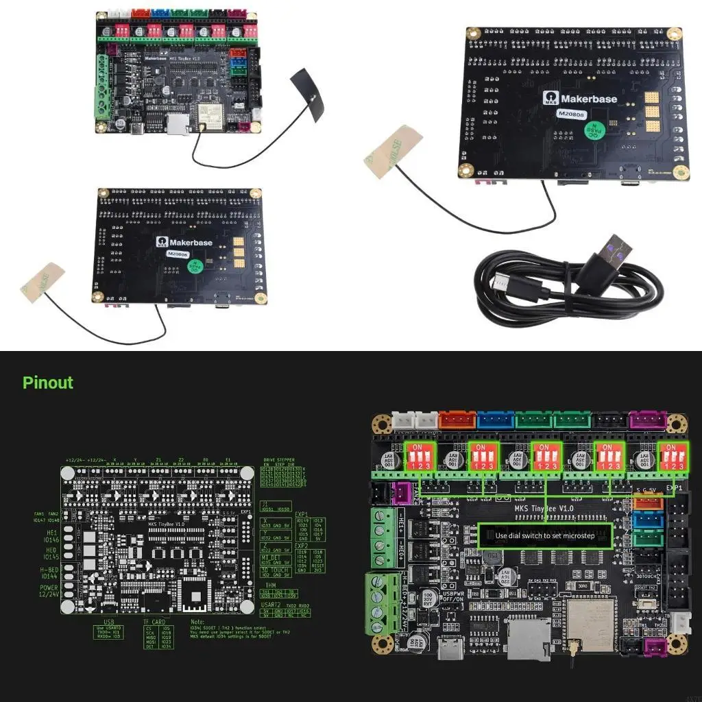 4X7E MKS TinyBee Motherboard Controller Mainboard Support Dual 32bits MKS MINI 12684 and MKS TFT Serial Screens