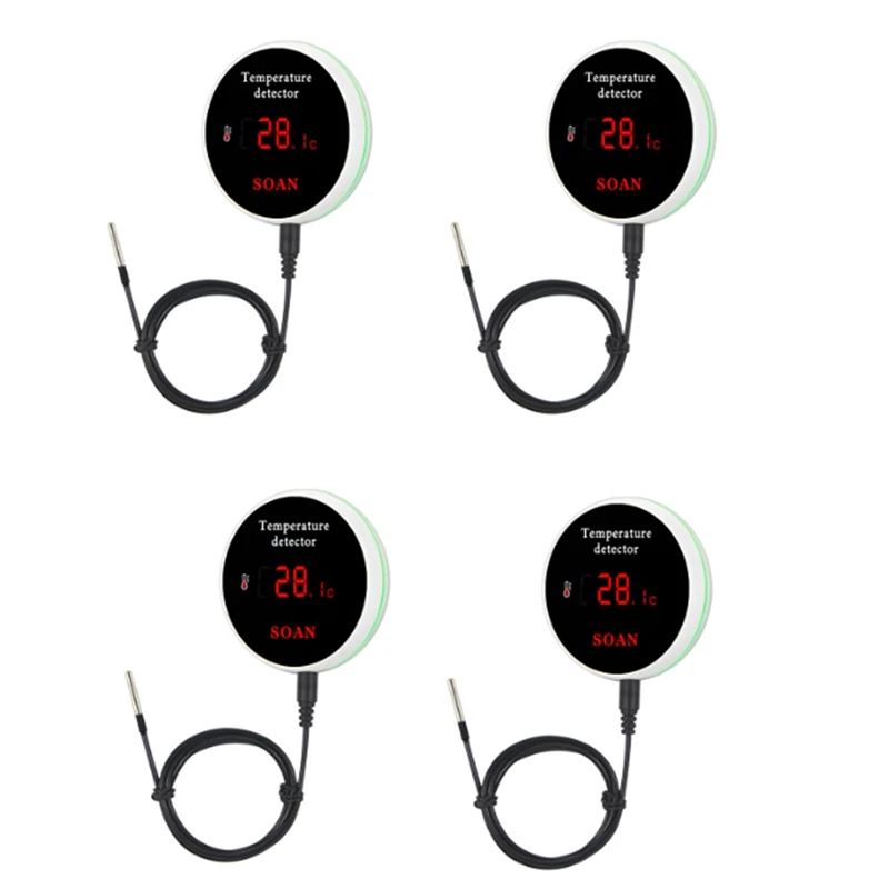 4X Tuya Smart Home Wifi Temperature Sensor Wire Digital Smartlife Thermometer Room Water Pool Thermostat Alarm EU Plug