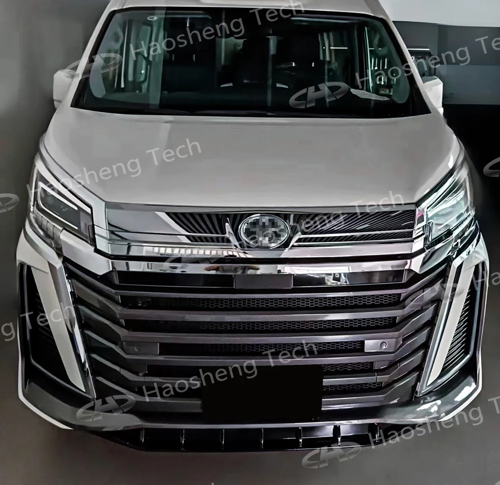 طقم الجسم لسيارة Toyota Hiace Commuter Deluxe Grandia Tourer GranAce Majesty 2019 + شبكة المصد الأمامي والأمامي ذات الجسم الواسع