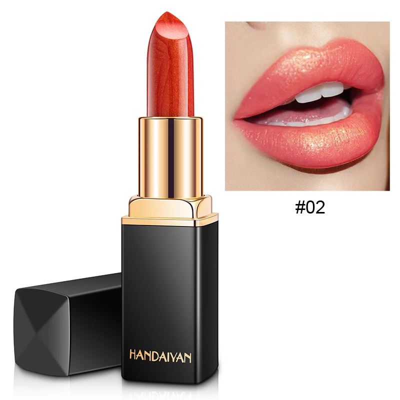 Handaiyan Waterproof Nude Glitter Lipstick Makeup Long Lasting Velvet Red Mermaid Sexy Shimmer Matte Lip Stick Cosmetic Beauty