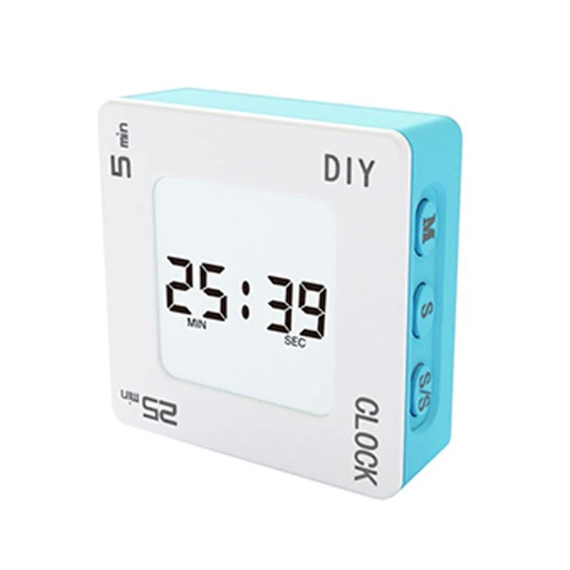 Time Management Pomodoro Timer Creative Square Alarm Clock Vibration Flashing Backlight Timer Reminder for Students