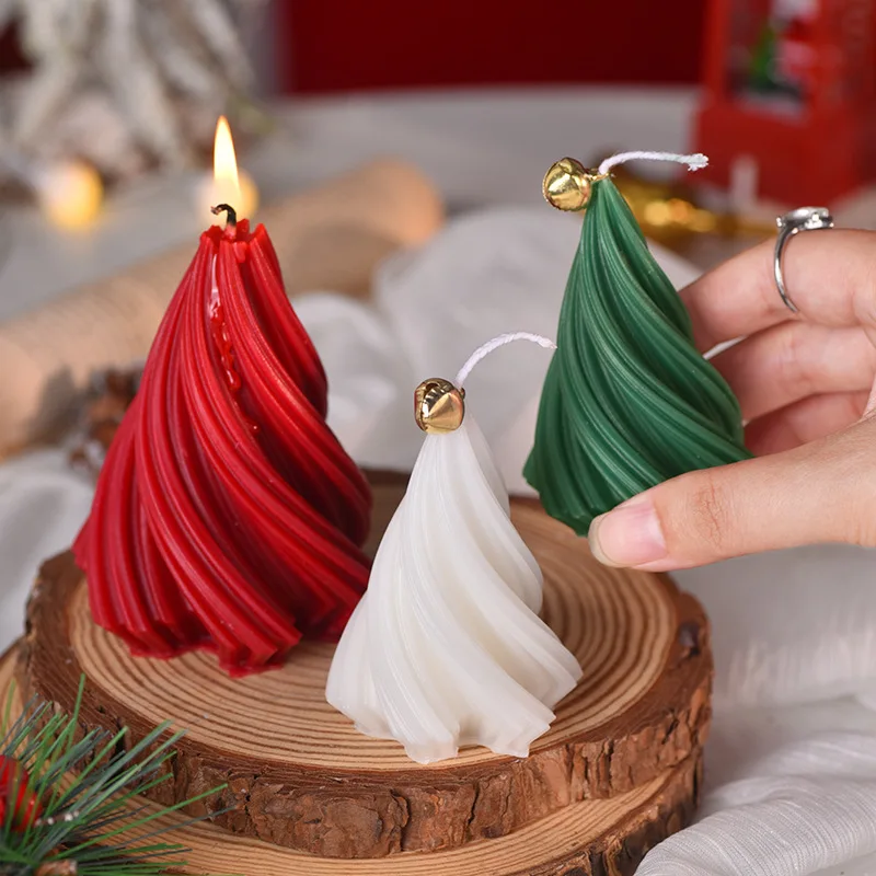 3D geometrische Weihnachtsbaum Silikonform Silikon Spiralkegel Harz wiederverwendbare Seife Kerze DIY Handwerk Form Weihnachtsgeschenke Dekor