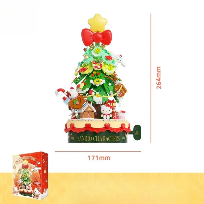 SEMBO سانريو عيد الميلاد اللبنات شجرة اليدوية لتقوم بها بنفسك تجميعها صندوق تشغيل الموسيقى العصرية اللعب الحلي الزخرفية هدية الكريسماس #6