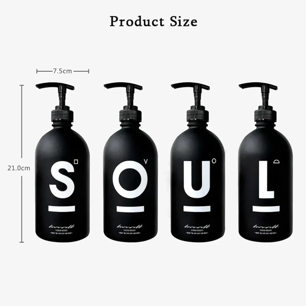 500ml Bathroom Soap Dispenser for Shampoo Shower Gel Empty Bottle Kitchen Detergent Storage Bottle Hair Conditioner Black Glass