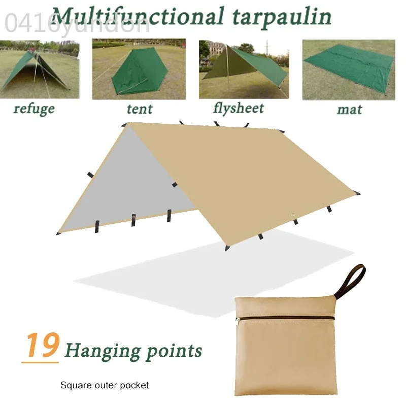 19 Hang Points Tent Tarp Survival Sun Shelter Shade Canopy Waterproof Camping Awning SunShade Outdoor Tourist Beach Sun Shade