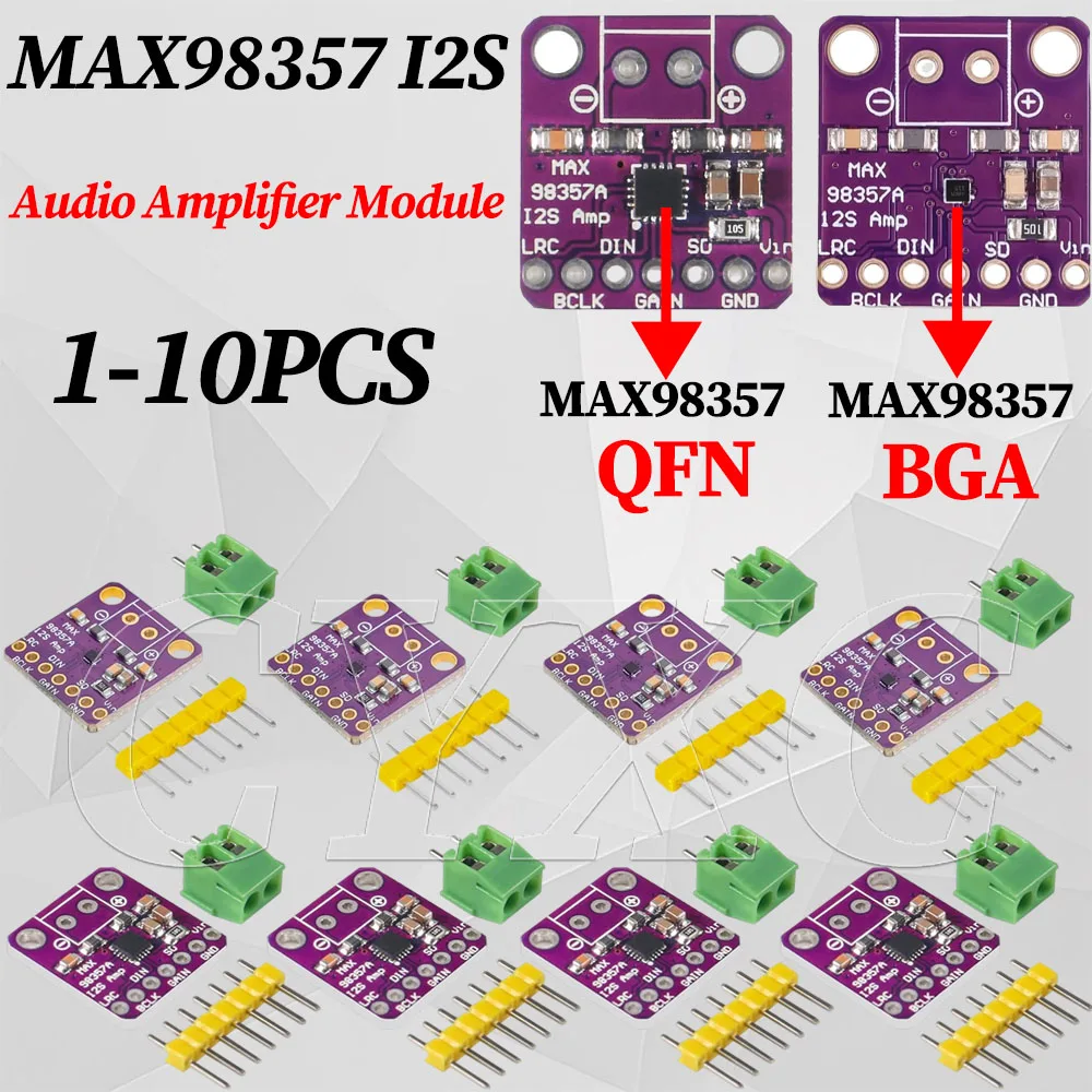 10-1PCS MAX98357 I2S 3W Class D Amplifier Breakout Interface DAC Decoder Module Filterless Audio Board For Raspberry Pi ESP32