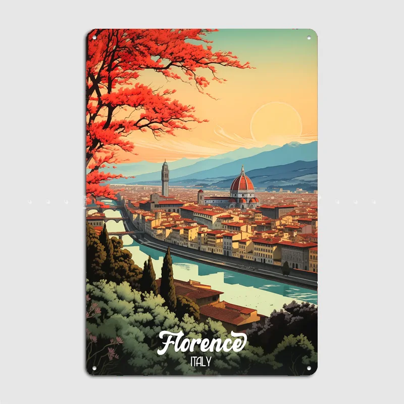 Florence Autumn City Scenery Travel Poster Metal Sign Life Wall Custom Bedroom Indoor Home Wall Decor Posters Room Decoration