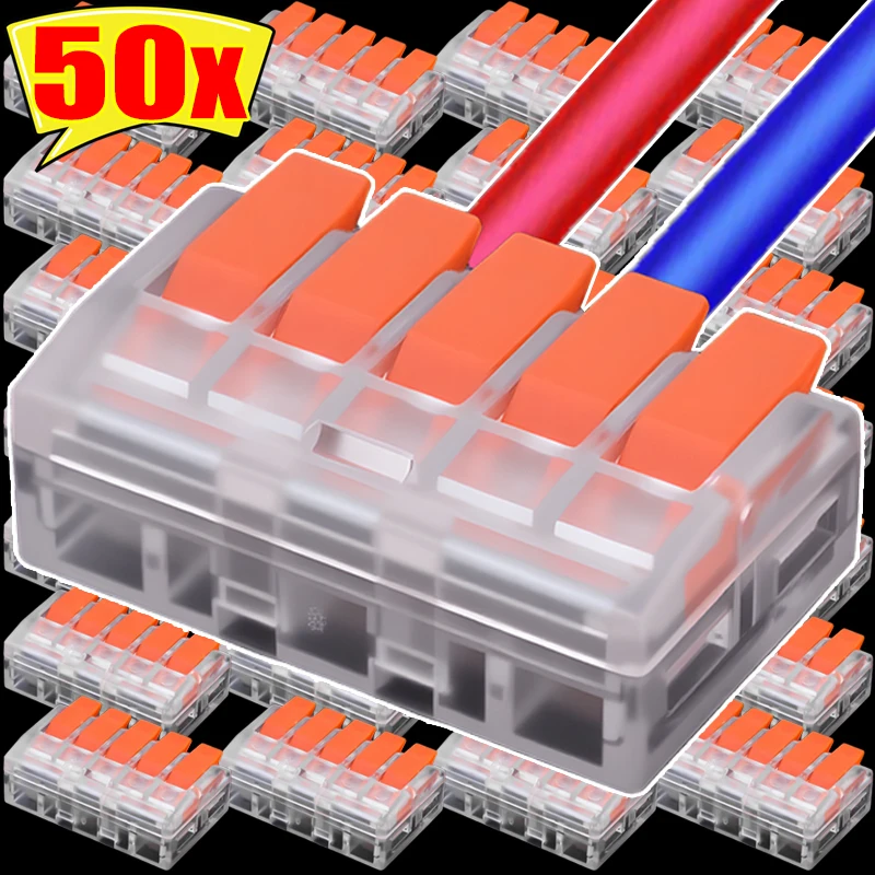 50/10pcs Mini Quick Wire Connector Blocks Plug-in Terminals Cable Clamps Electrical Equipment Wire Connectors Splicing Kit