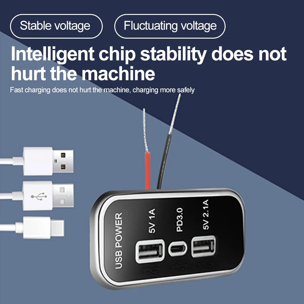 QC3.0 PD3.0 مقبس شاحن السيارة شحن سريع شاحن USB منفذ لوحة محول الطاقة ل 12/24 فولت دراجة نارية شاحنة قافلة تخييم