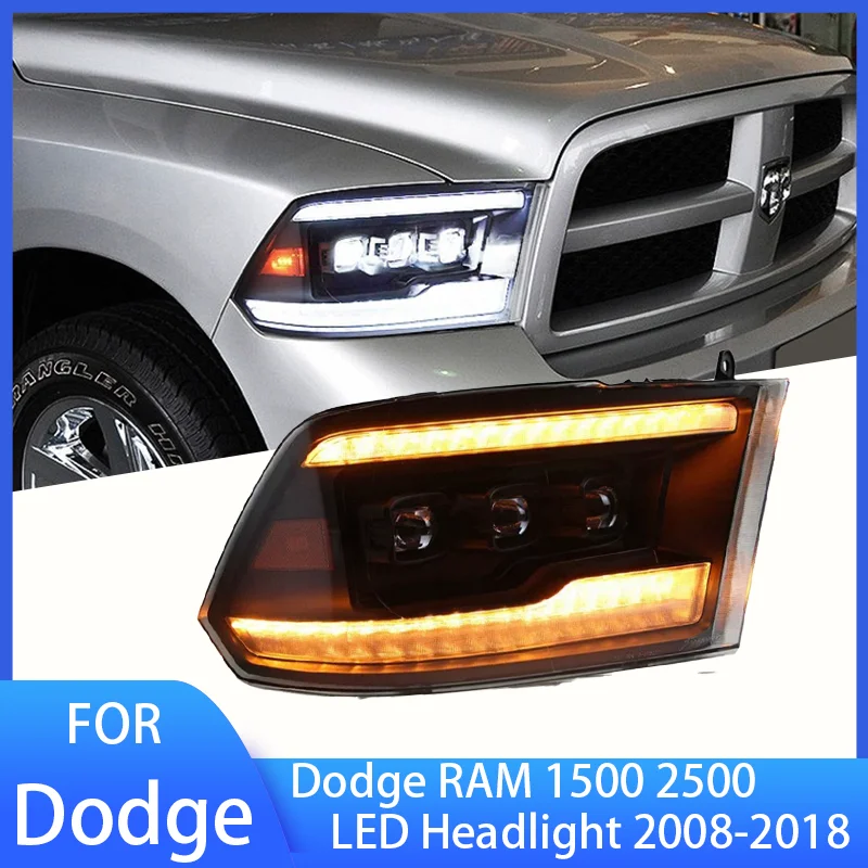 Pop Pop 2PCS Head Lamp For Dodge RAM 1500 2500 LED Headlight 2008-2018 Headlights RAM DRL Turn Signal High Beam Angel Eye Projec
