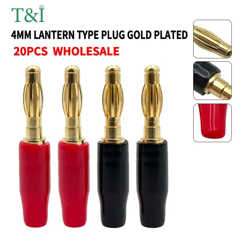 

20Pcs Gold-Plated Fever Audio Speaker Speaker Cable 4mm Banana Plug Banana Head Pure Copper Banana Plug Free Of Welding Head