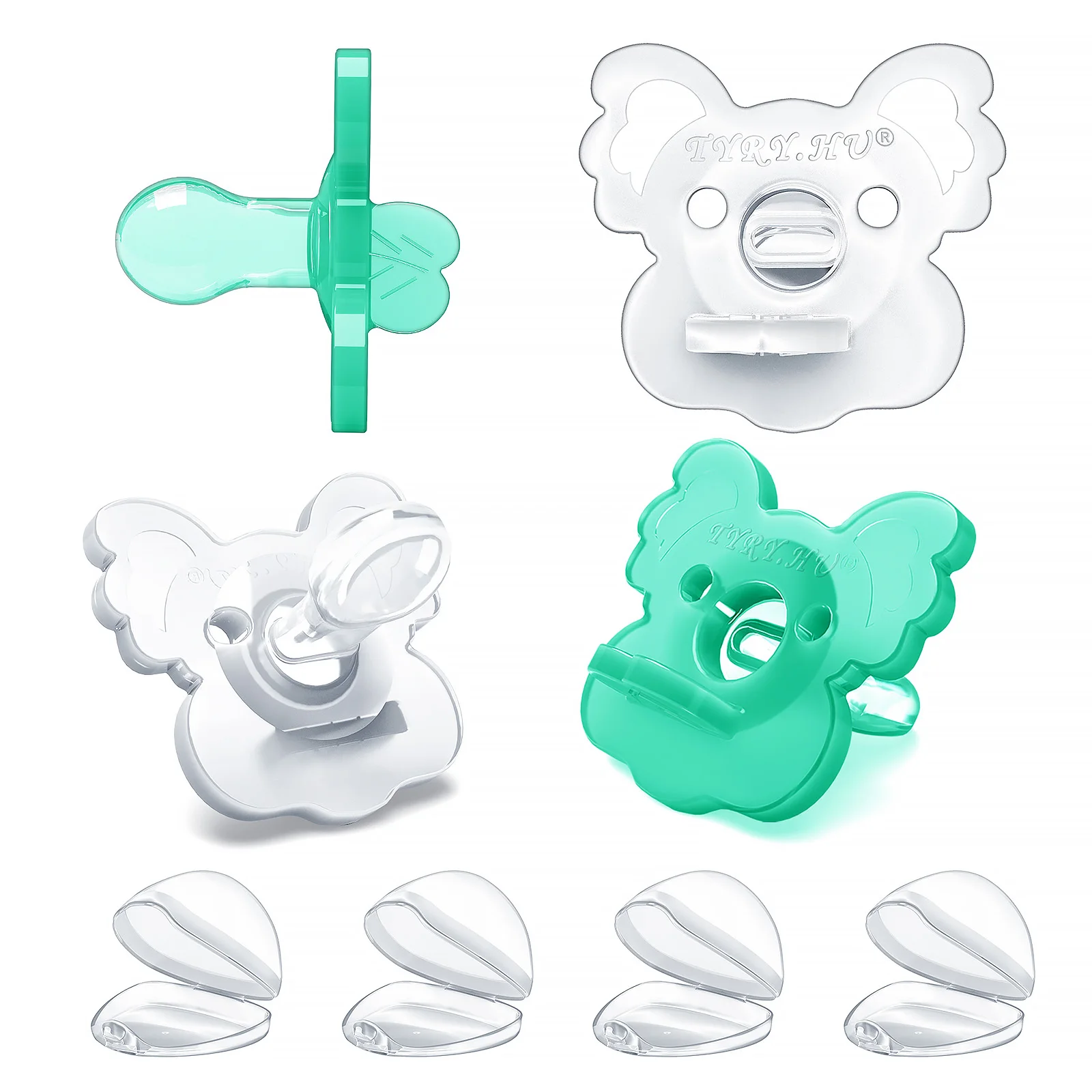 TYRY.HU 2PCS/4PCS Koala Silicone Baby Pacifier Food Grade Silicone Newborn Soother Solid Color Dummies Silicone Nipple For Bebe