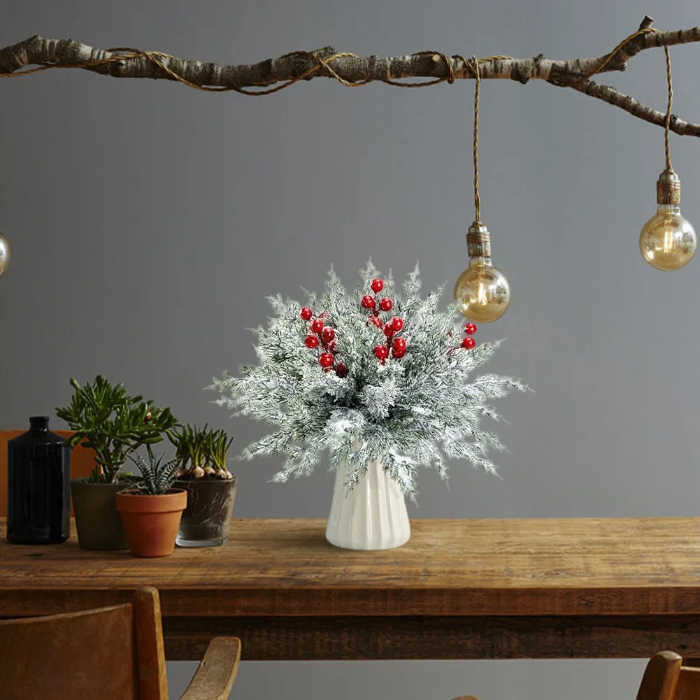 

Artificial Christmas Holiday Decor Christmas And New Year 7 Inch Red Berry Stem Arrangement 10 Inch Branches 7 Inch Berry Stems