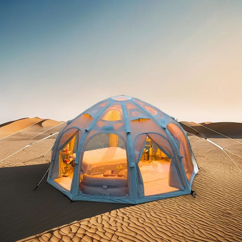 *forPalace Style PVC Four-Season Waterproof Air Tent Customised Size One Bedroom Glamping Dome Tent 5x5x2.45m Large Space Outdoo