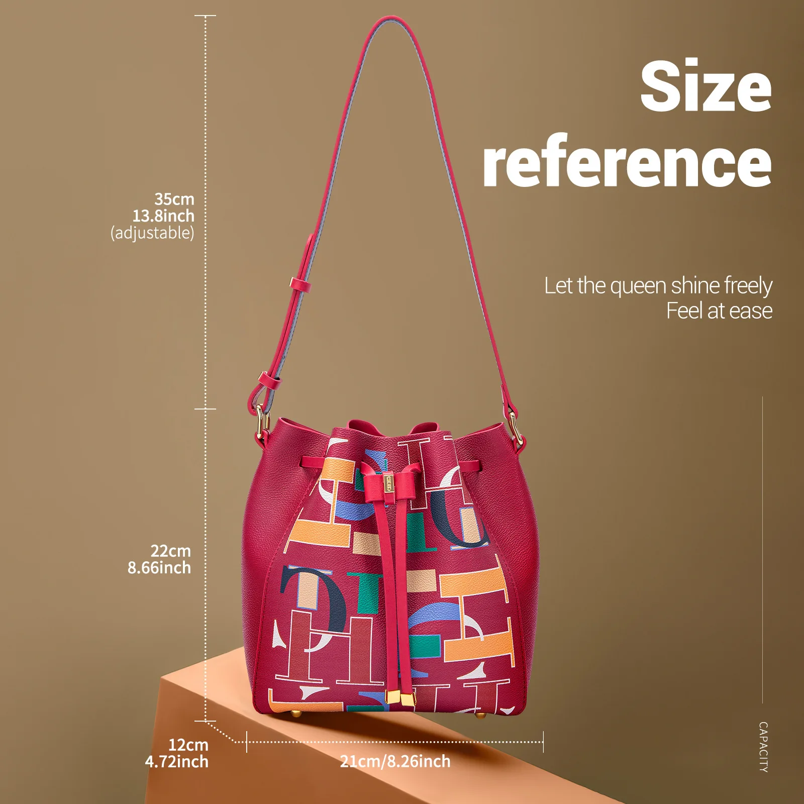 حقيبة كارولينا هيريرا الأصلية الخفيفة الفاخرة للنساء بتصميم مطبوع حرف واحد بكتف واحد أنيقة ومتعددة الاستخدامات